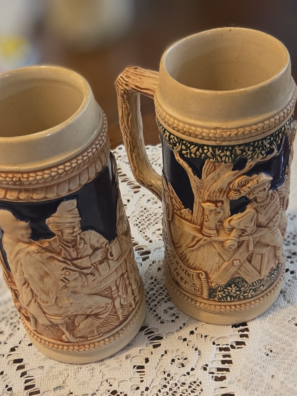Pair Of Vintage Gerz German Steims In Cobalt.blue. Open Tops Missing Lids.